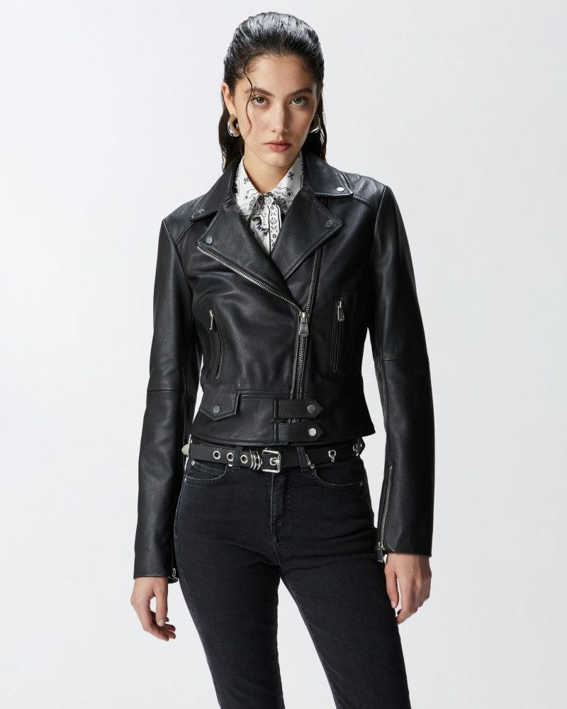 Giacca biker corta in nappa con zip