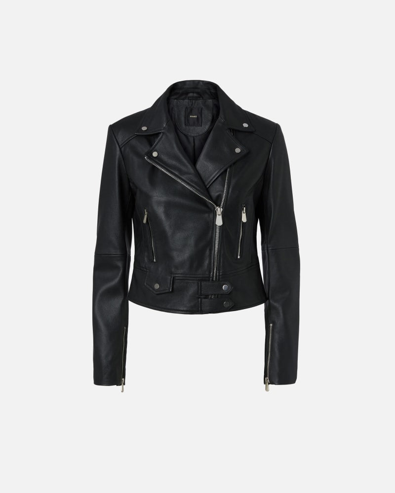 Giacca biker corta in nappa con zip