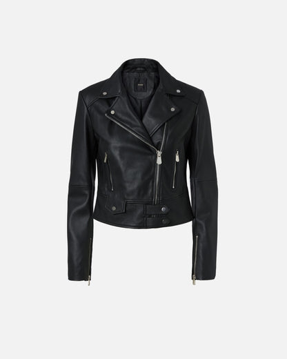 Giacca biker corta in nappa con zip