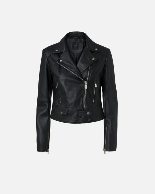 Giacca biker corta in nappa con zip