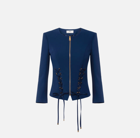 Giacca in crêpe con lacci criss-cross