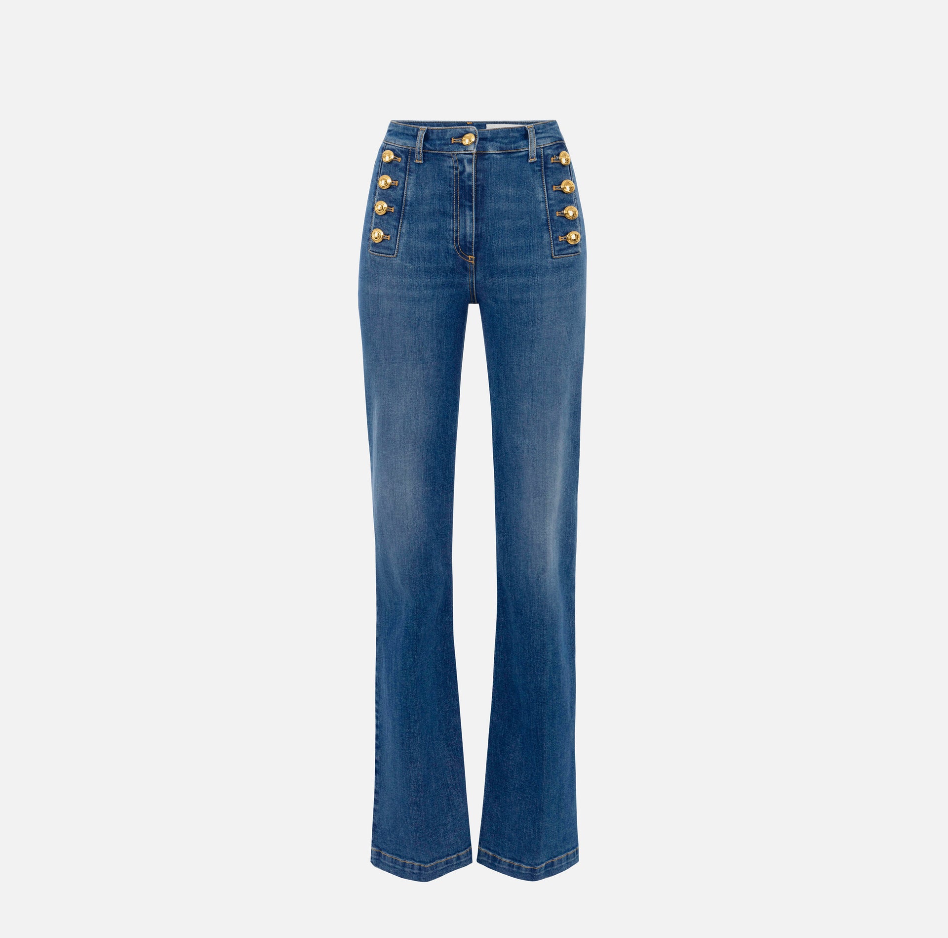 Jeans a zampa con bottoniera