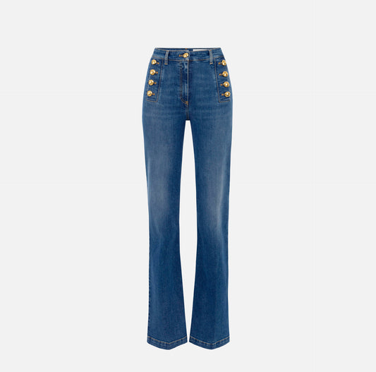 Jeans a zampa con bottoniera
