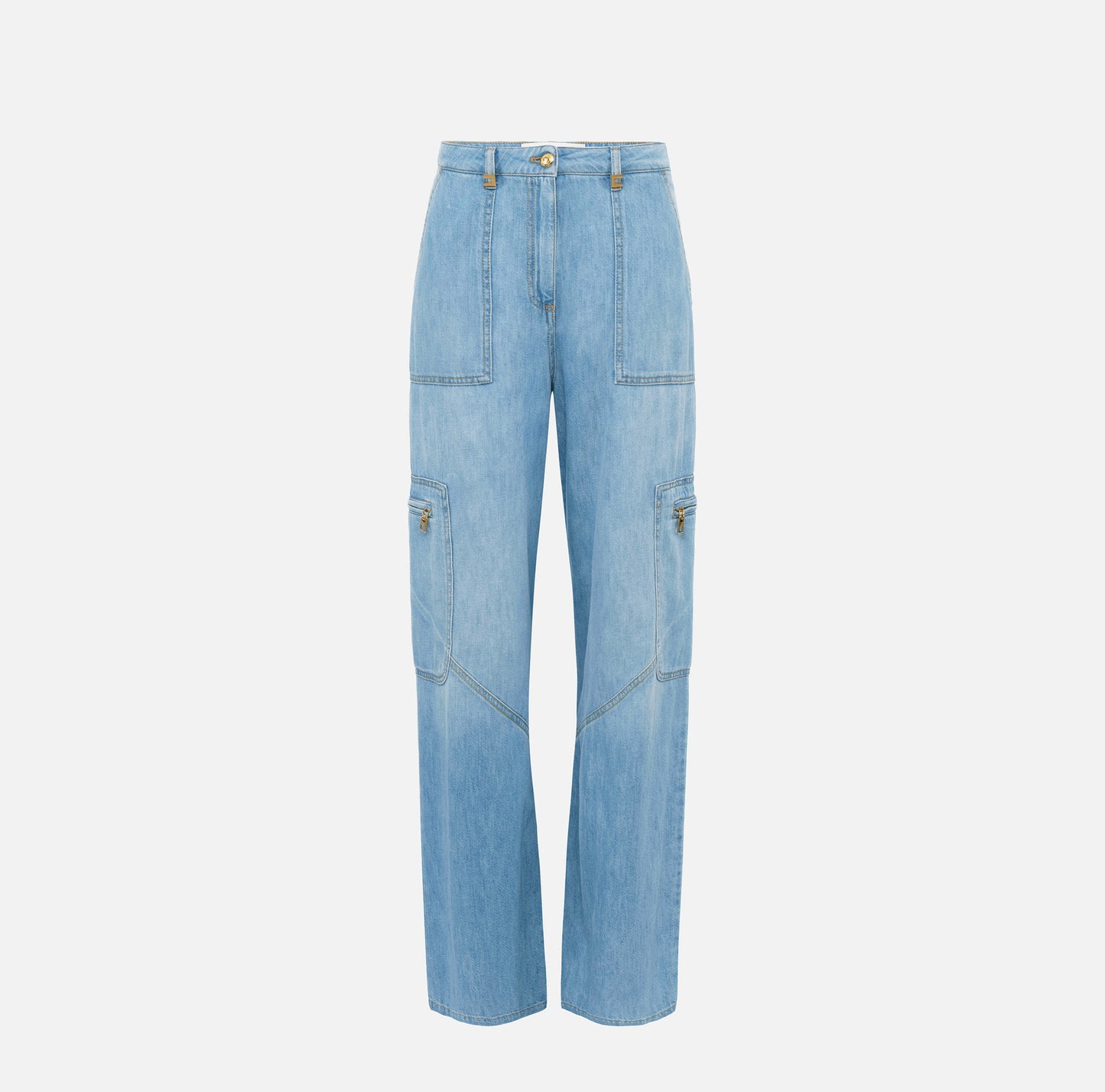 Jeans cargo con tasconi e dettaglio gioiello
