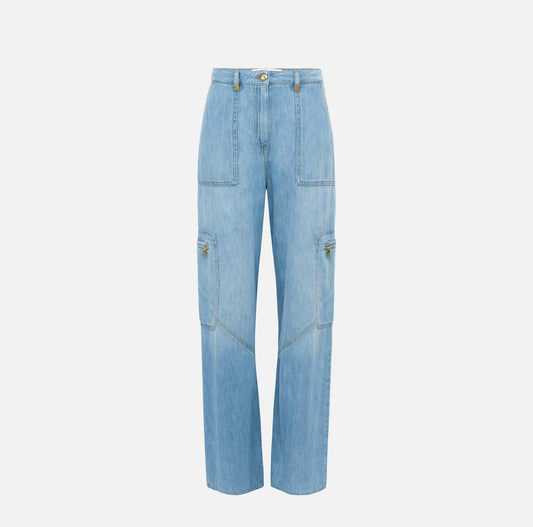 Jeans cargo con tasconi e dettaglio gioiello