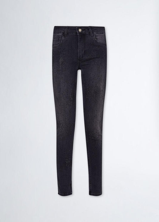 Jeans skinny bottom up con strass