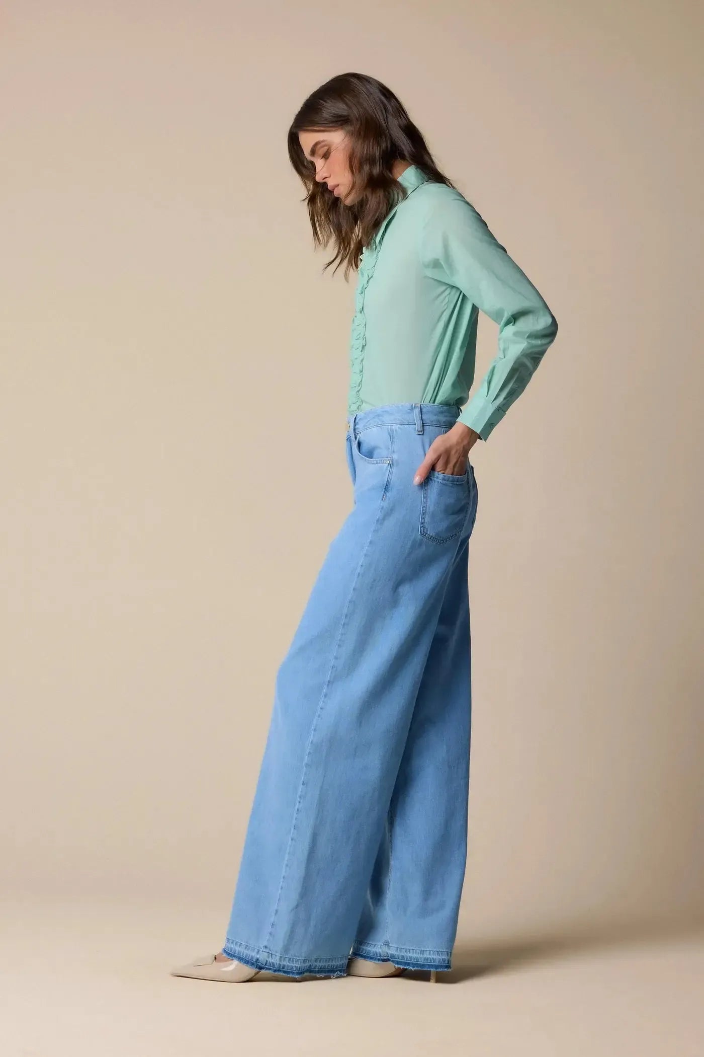 Kocca Pantalone in denim a gamba larga Lulla