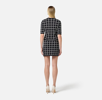 Minigonna in jacquard logo con bottoni dorati