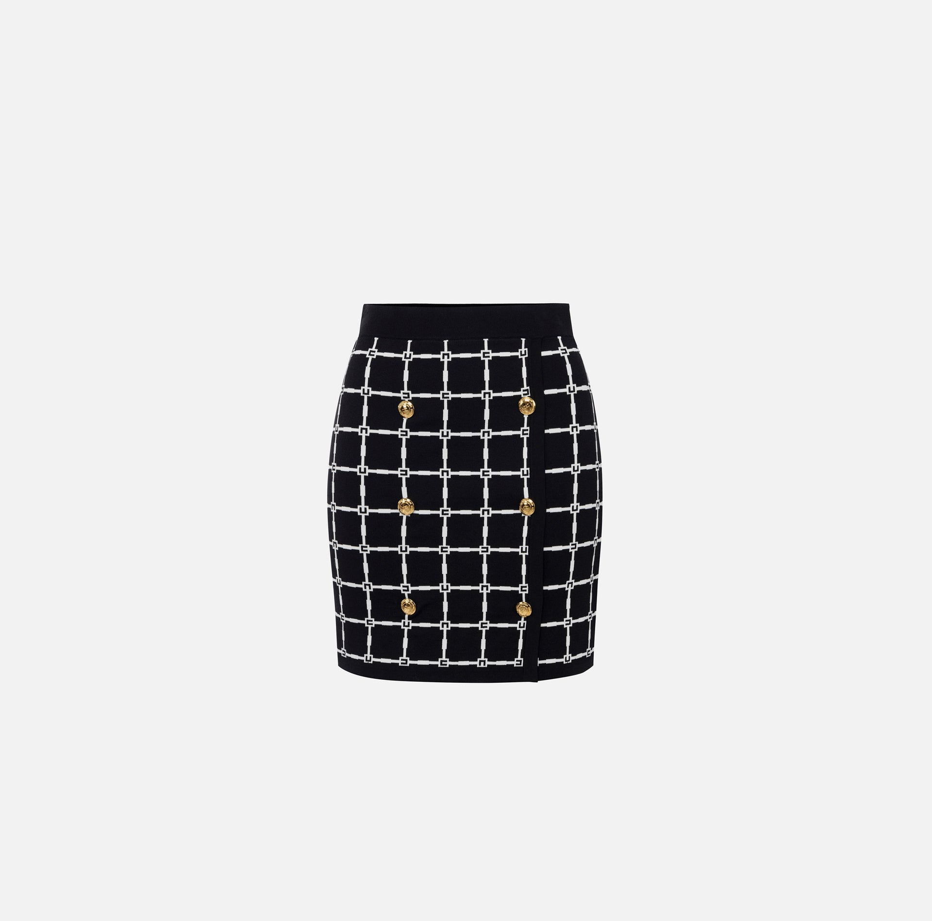 Minigonna in jacquard logo con bottoni dorati
