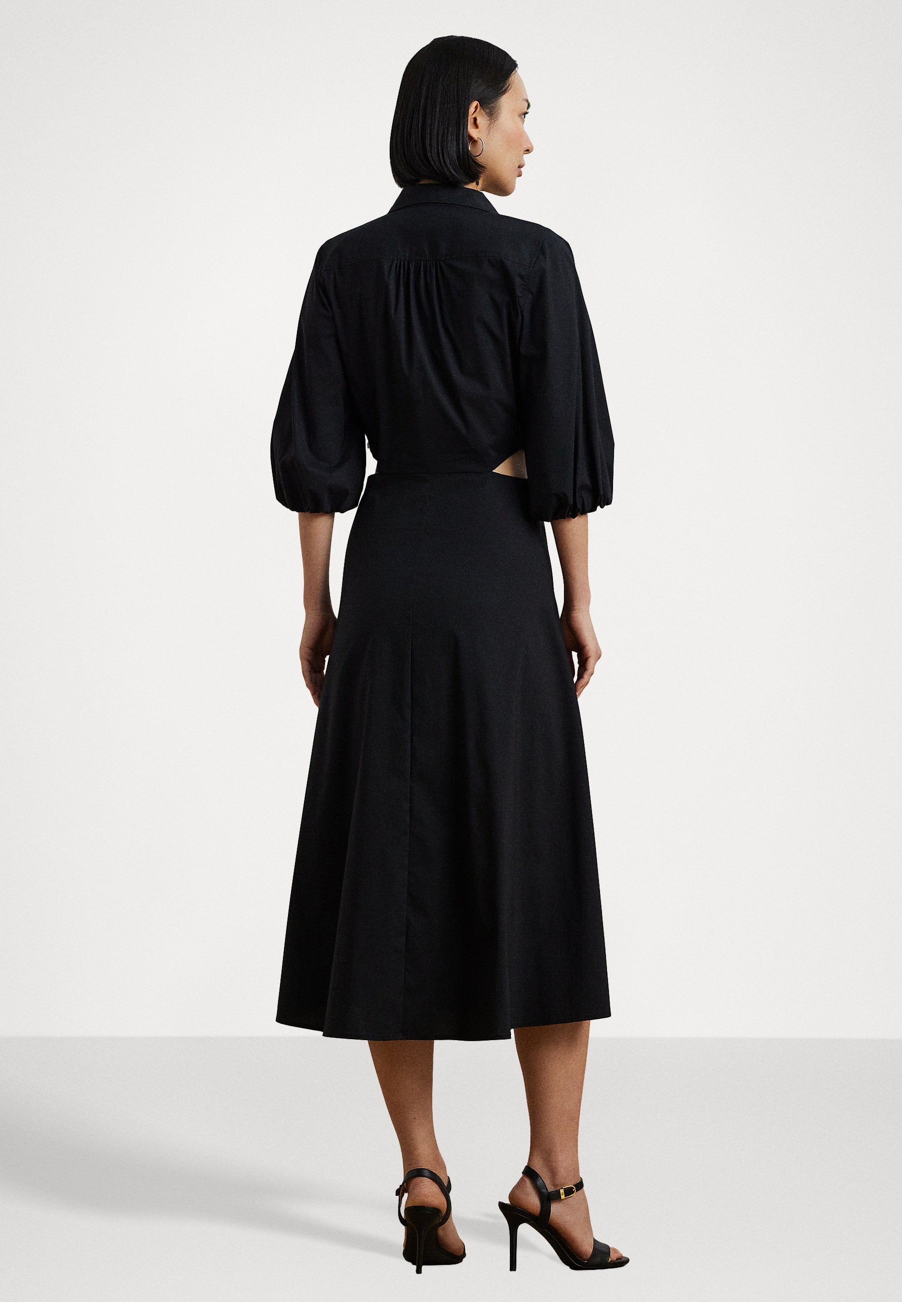 NALDA SILKY STRETCH COTTON - Shirt dress - black