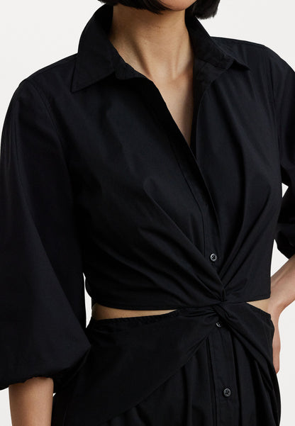 NALDA SILKY STRETCH COTTON - Shirt dress - black