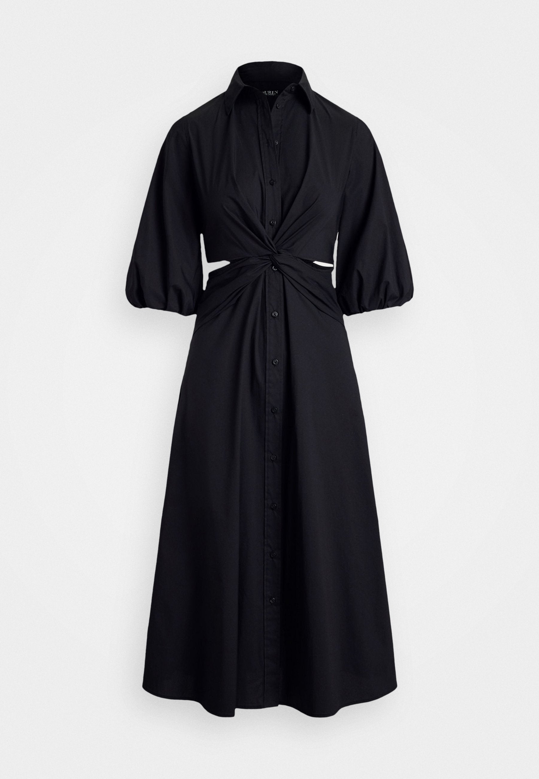 NALDA SILKY STRETCH COTTON - Shirt dress - black