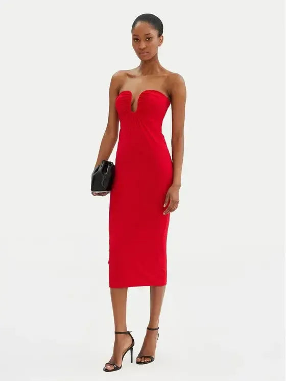 PINKO Abito da cocktail Rosso Regular Fit