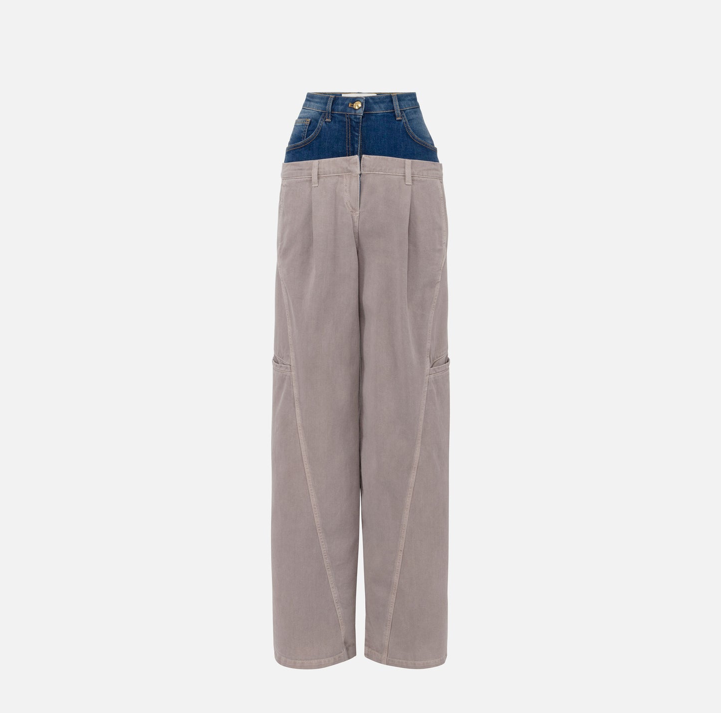 Pantaloni cargo in cotone con baschina in denim
