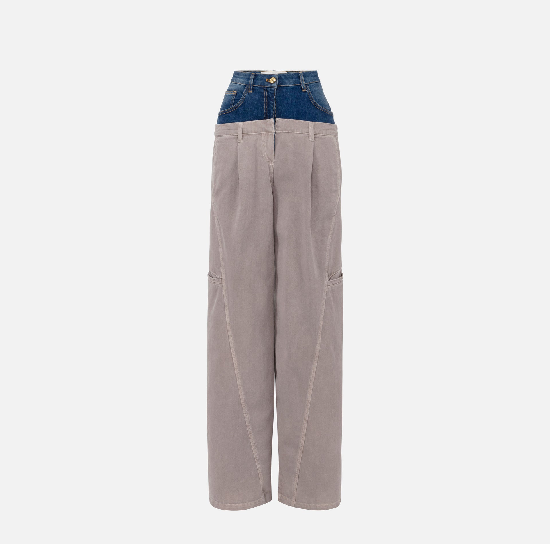 Pantaloni cargo in cotone con baschina in denim