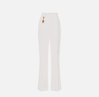 Pantaloni in gabardina di misto lino con pinces