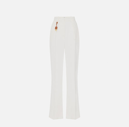 Pantaloni in gabardina di misto lino con pinces