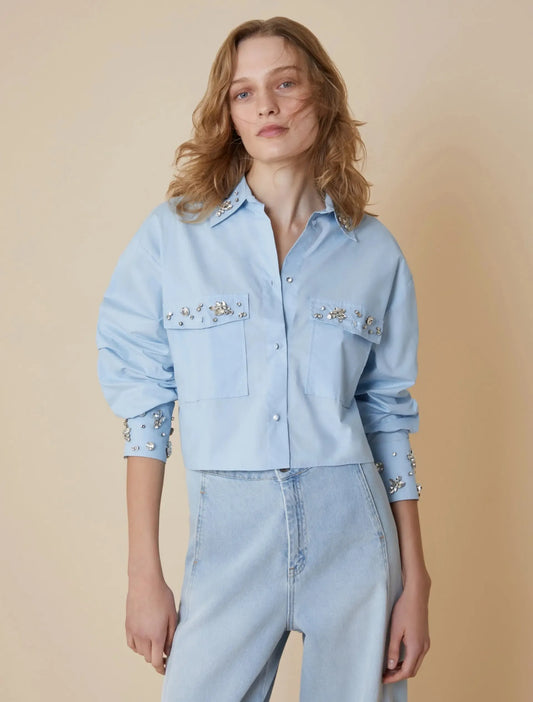 Pennyblack Camicia cropped con strass