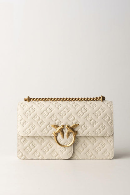 Pinko Borsa a Tracolla Love Bag con Pattern LogoBEIGE-GRIGIO FUMO-ANTIQUE GOLD