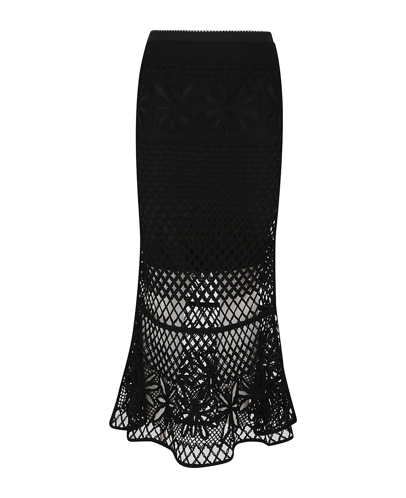 Pinko gonna midi Crispo in crochet traforato nero