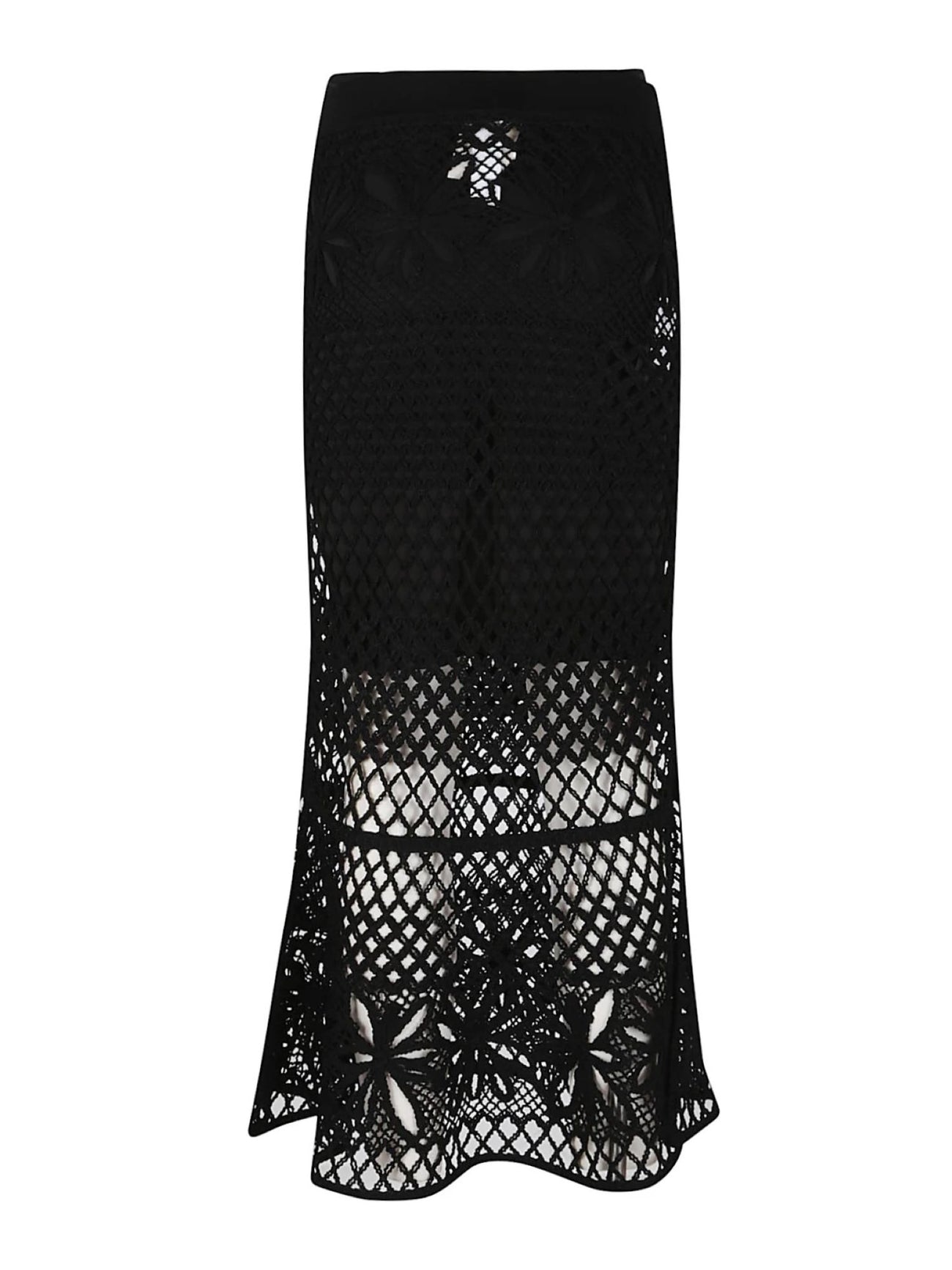 Pinko gonna midi Crispo in crochet traforato nero