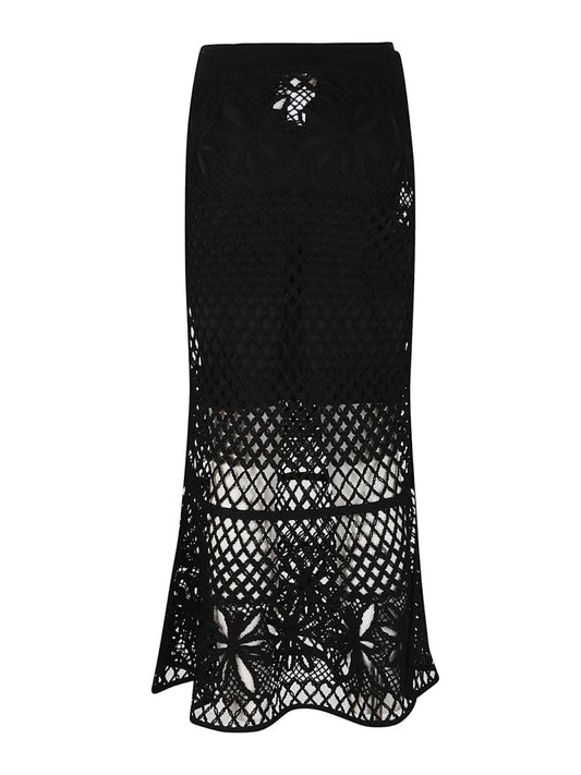 Pinko gonna midi Crispo in crochet traforato nero