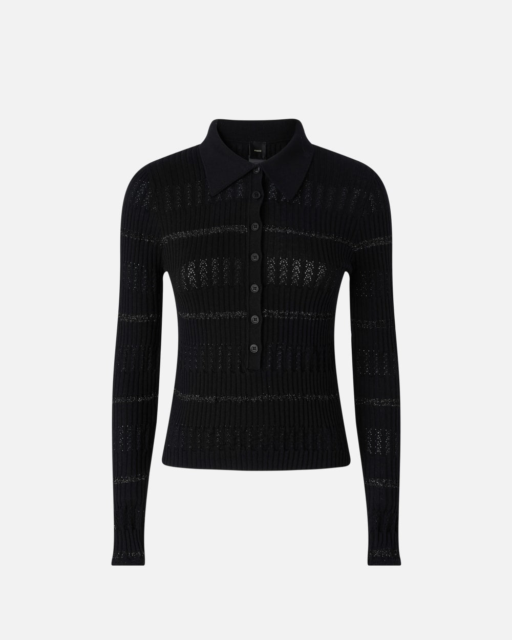 Polo maniche lunghe con riga metallizzata