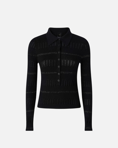 Polo maniche lunghe con riga metallizzata