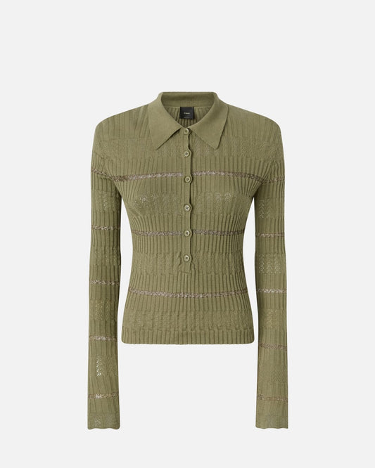 Polo maniche lunghe con riga metallizzata