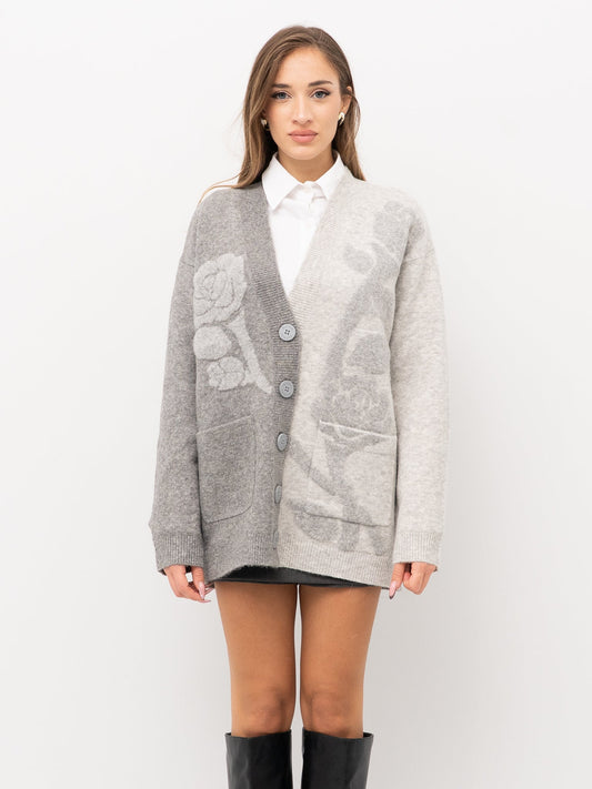 MAGLIA CARDIGAN IN GROFFATO