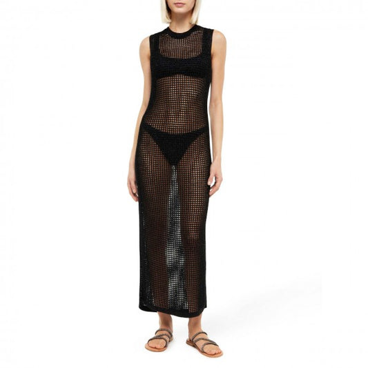 Saint Barth Abito Lungo Eileen Crochet Nero