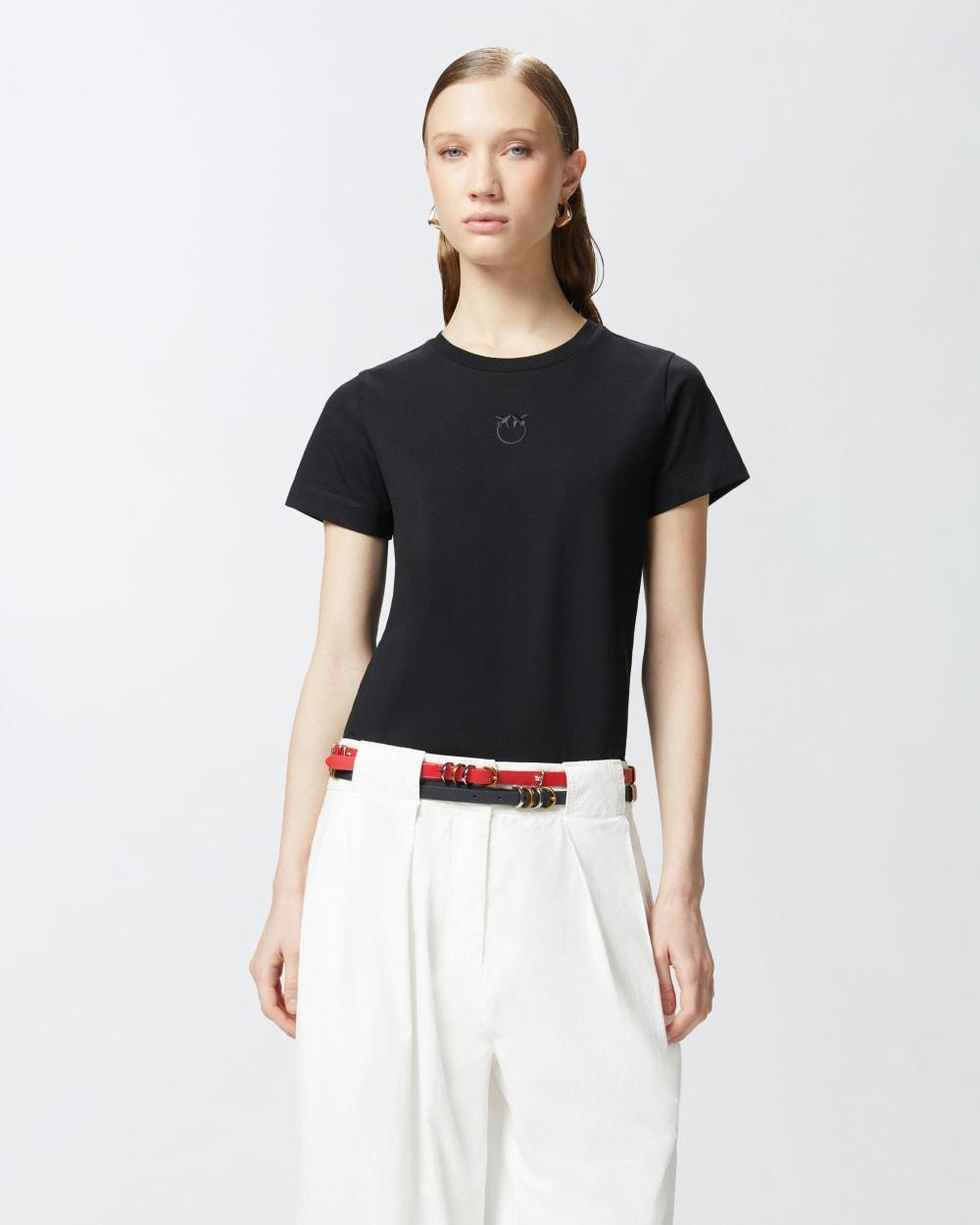 T-shirt maniche corte logo ricamato