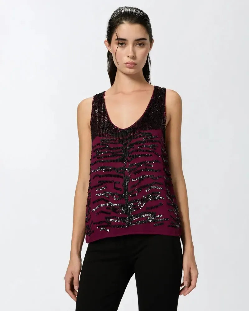 Top Paillettes Ricamo Zebra