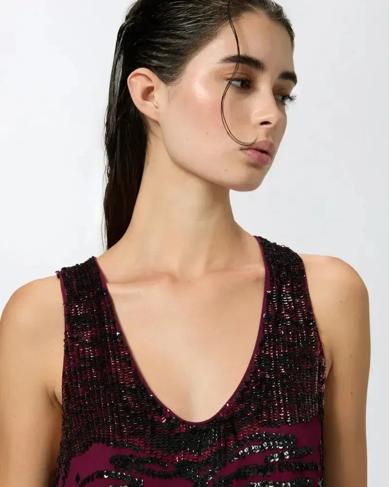 Top Paillettes Ricamo Zebra
