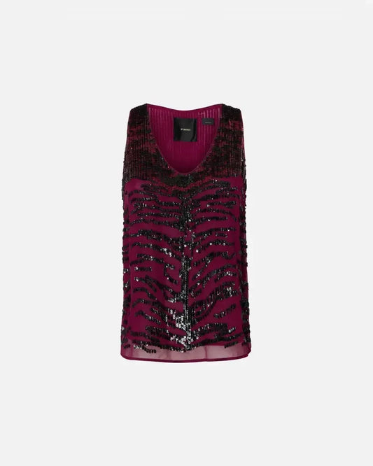 Top Paillettes Ricamo Zebra