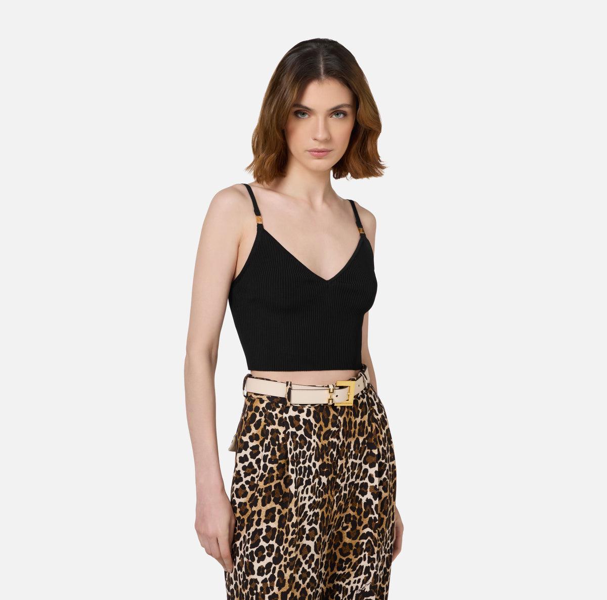 Top bustier in viscosa effetto plissé
