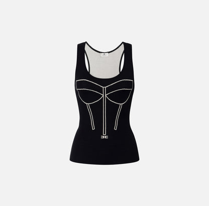 Top con disegno corsetto