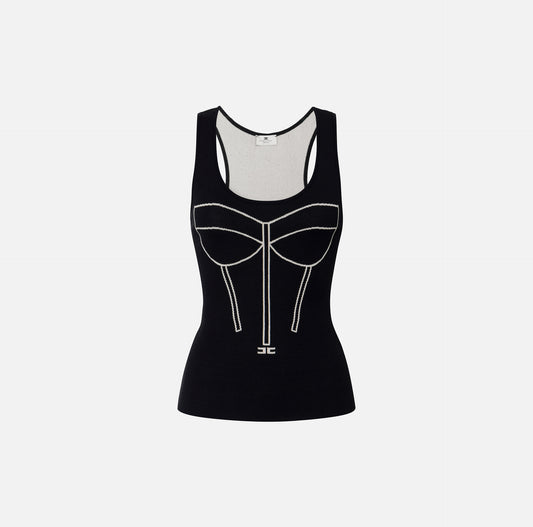 Top con disegno corsetto