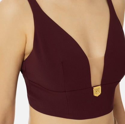 Top in doppio crêpe con placca logo