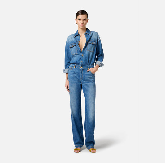 Tuta in denim con dettagli logo
